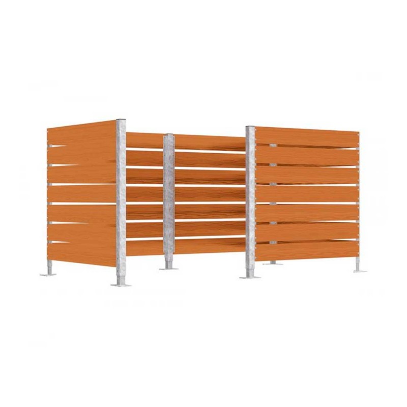 Guardacontenidors en fusta sintética i postes en acer